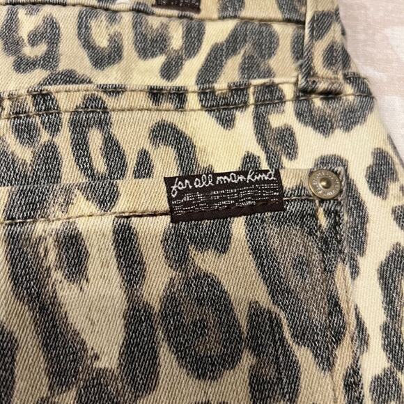 7 for All Mankind jeans brown & tan animal print stretch skinny ankle Sz 26 US 2 - Picture 6 of 9